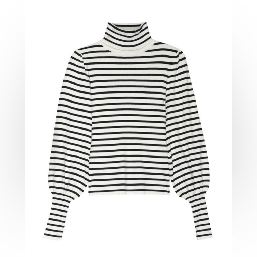A.L.C. Striped Karla Top - White & Midnight - Size L
